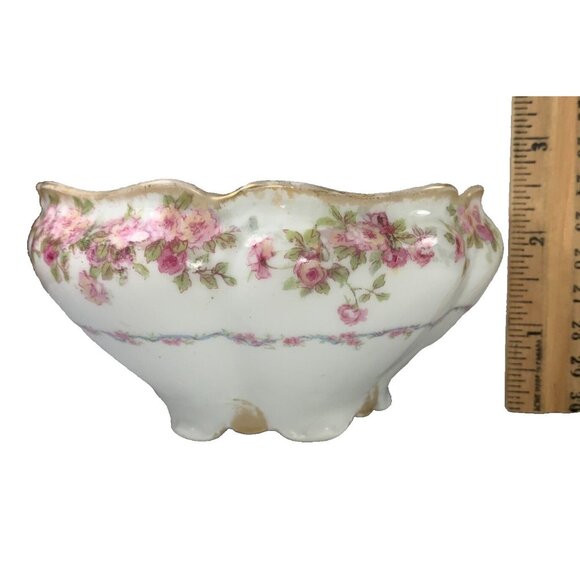 Limoges 4.5" Serving Bowl Gold Trim with Pink Roses Haviland Limoges France - Picture 8 of 9